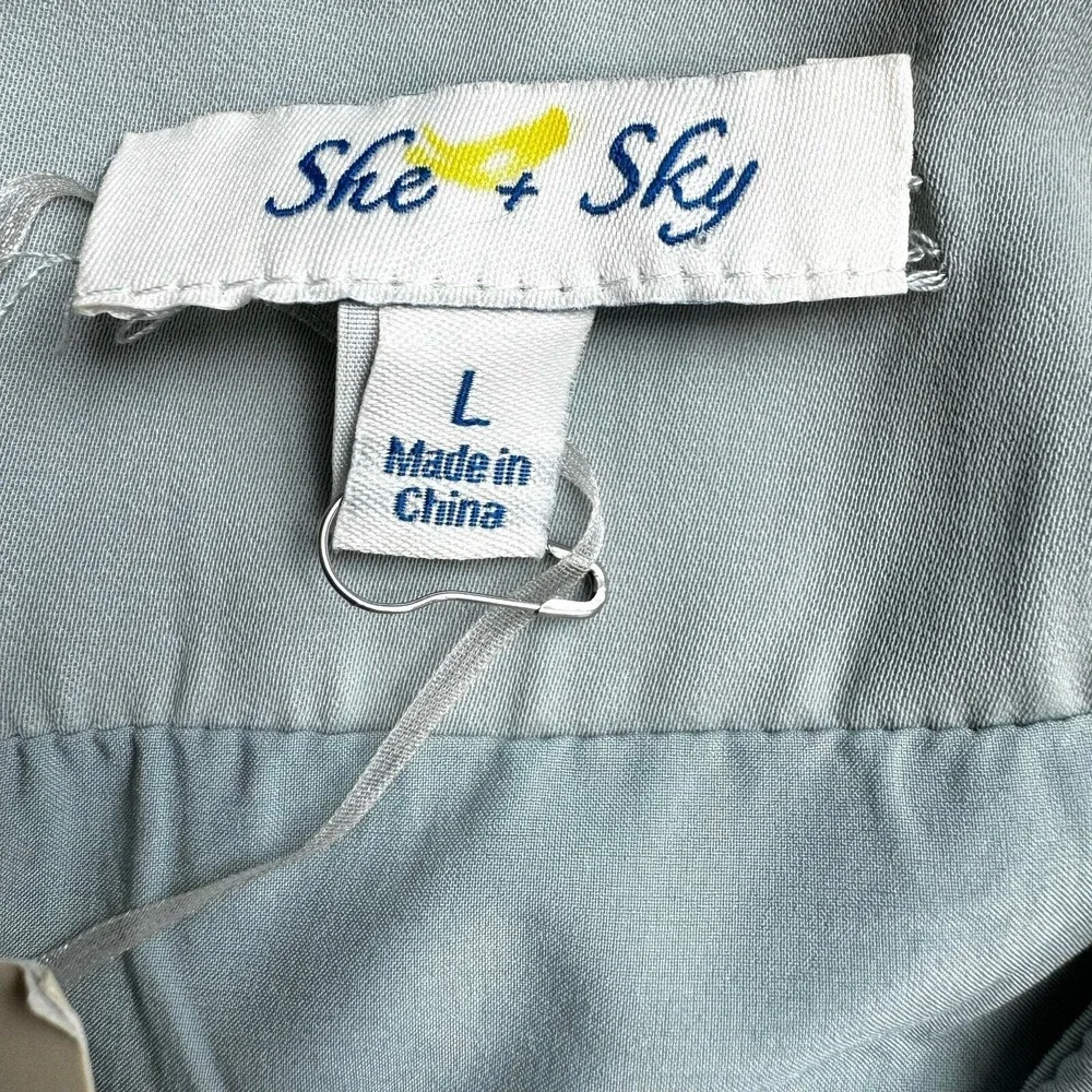 She + Sky Boutique Seafoam‎ Mint High Waist Shorts Back Zip Women's SZ L New